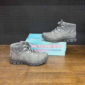 Used W/ Box! Women's Sketchers Synergy Cold Daze Water Repellent Grey Boots
